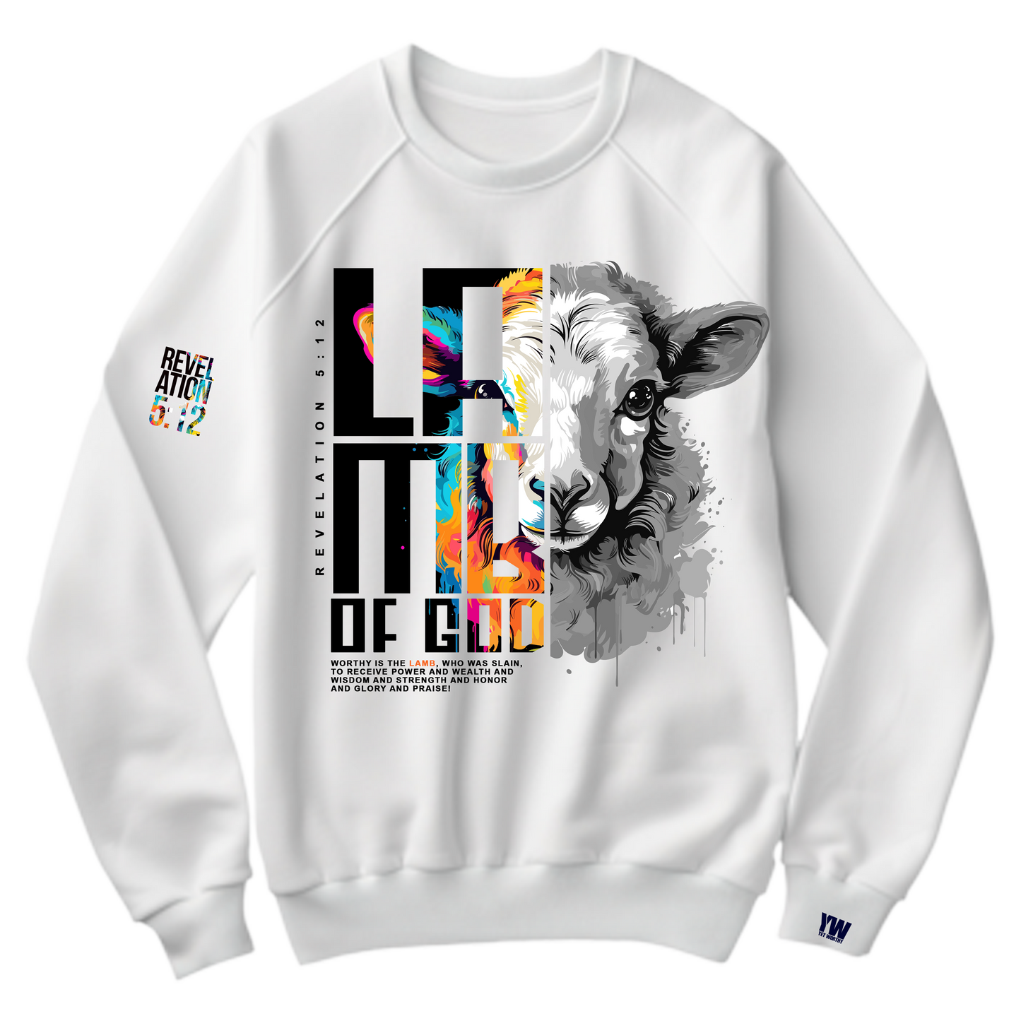 Lamb of God Crewneck- White: $50
