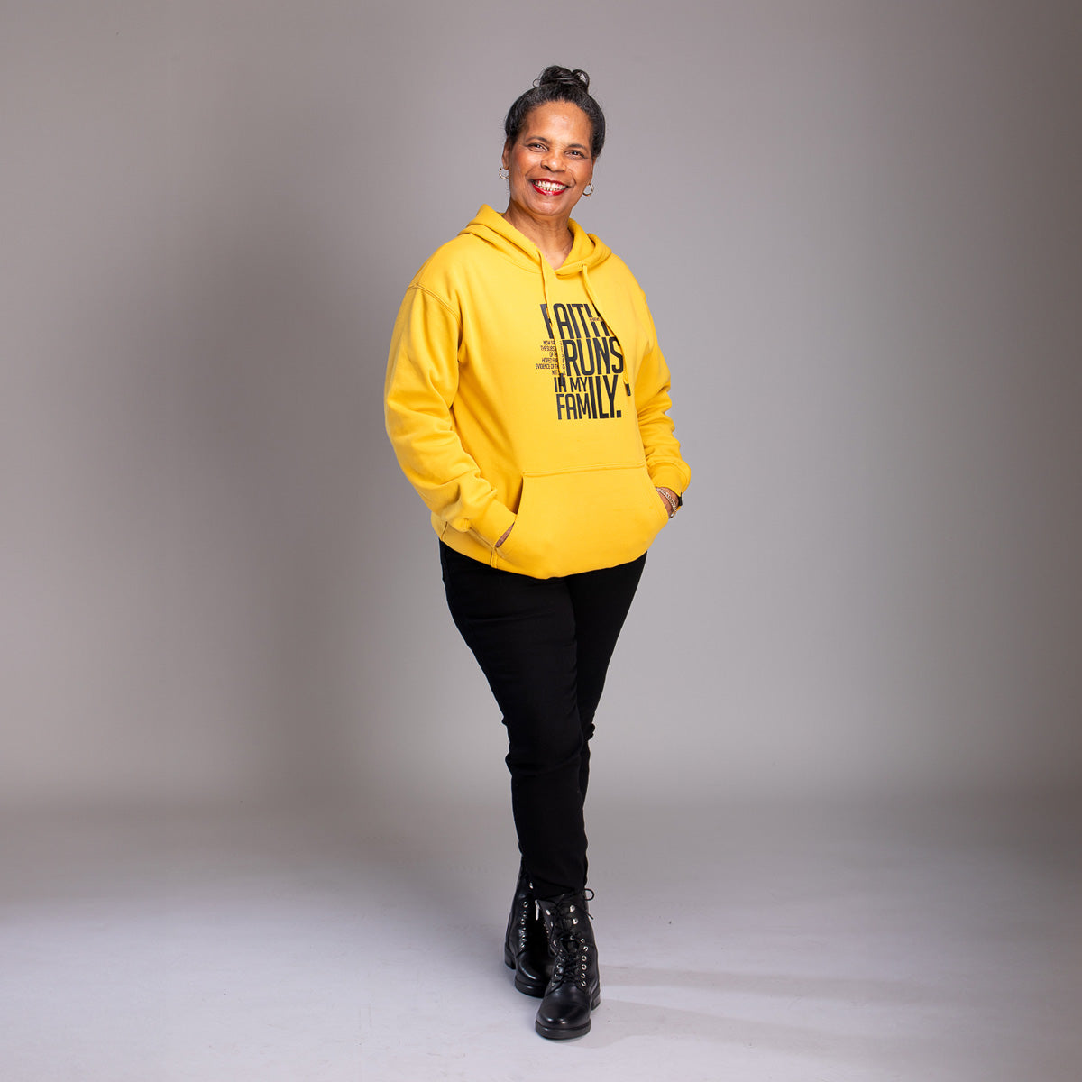Faith Runs In My Family Hoodie- Mustard Yellow: $15-$25